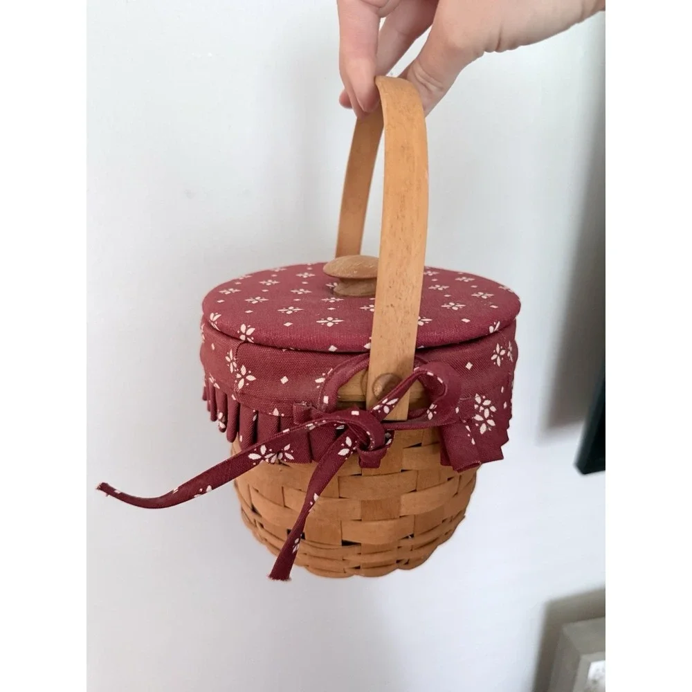 Longaberger 2000 Retired Small‎ Fruit Basket Combo #13005 Red Liner & Protector